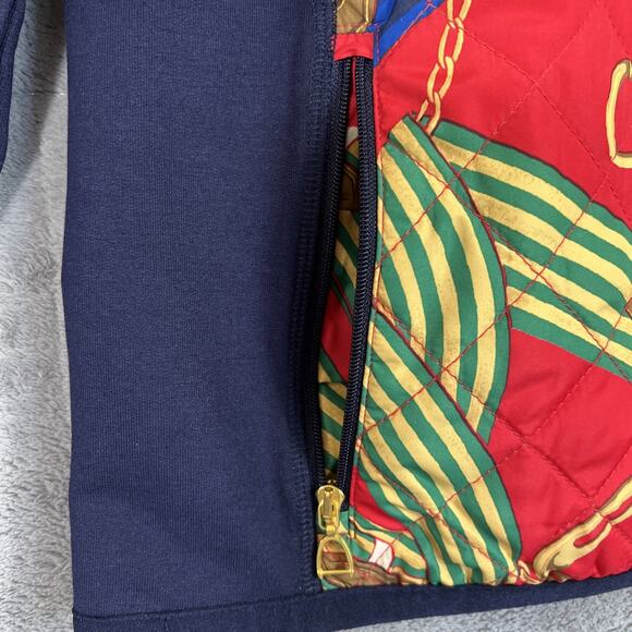 LRL Ralph Lauren Full Zip Jacket Large Blue Quilted Equestrian Pockets Horse Bit - Picture 3 of 9